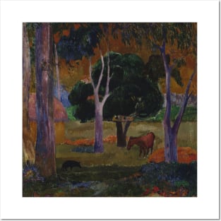 Landscape with a Pig and a Horse (Hiva Oa) by Paul Gauguin Posters and Art